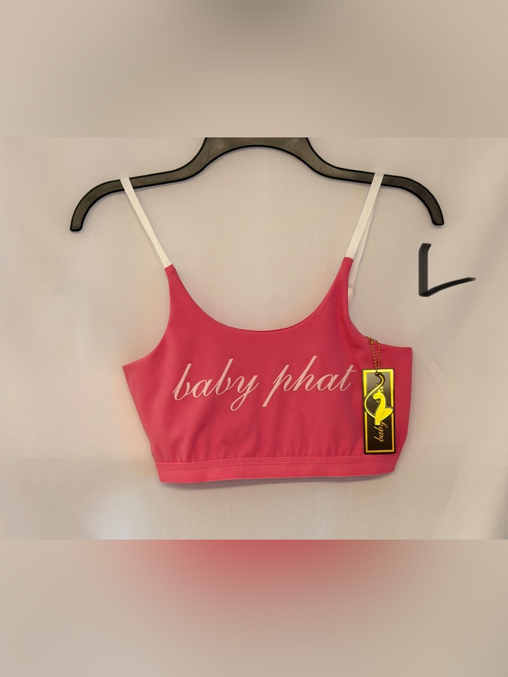 Baby Phat Pink Script Crop Bandeau with White Straps